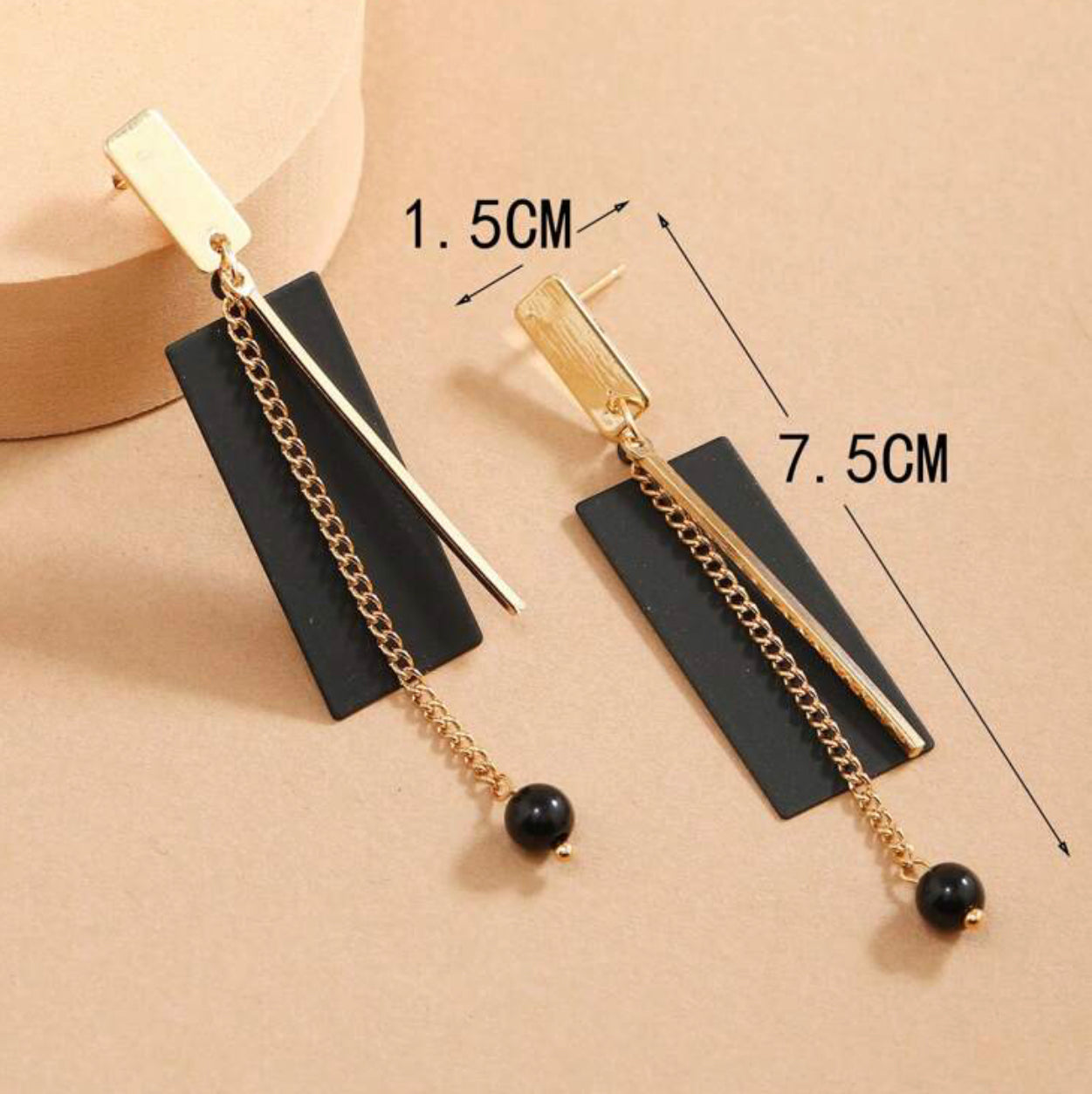 1pair Square Shape Long Chain Fashionable Drop Earrings With Personality