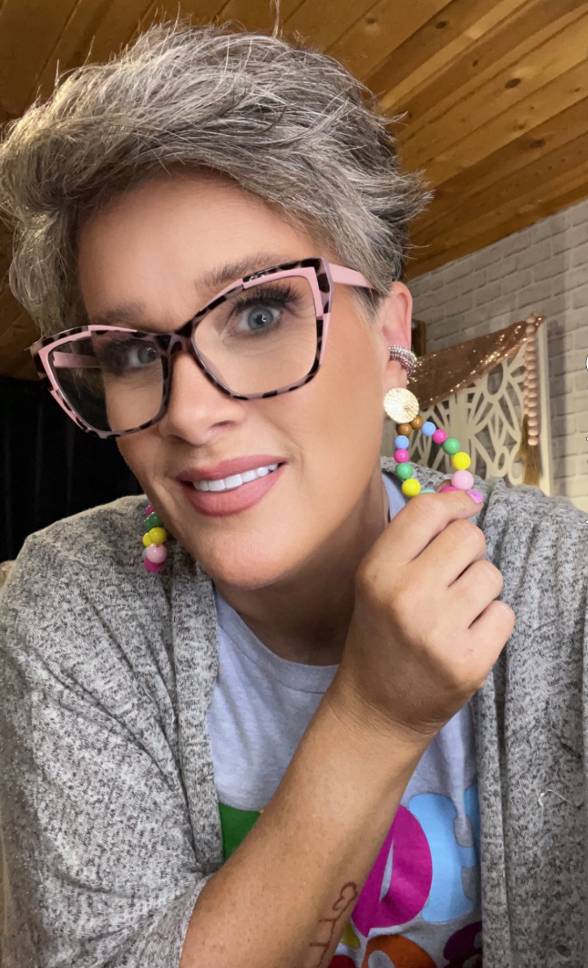Beaded Circle Drop Earrings