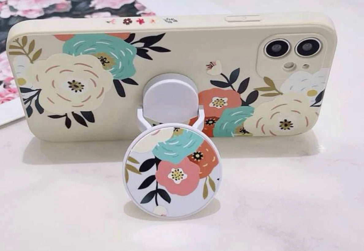 Floral Pattern Phone Case With Stand-Out Holder