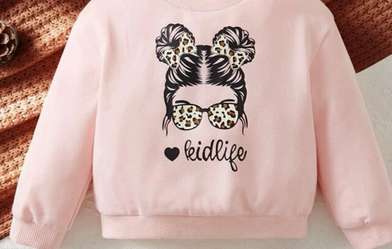 Baby Pink Kid Life Graphic Sweatshirt