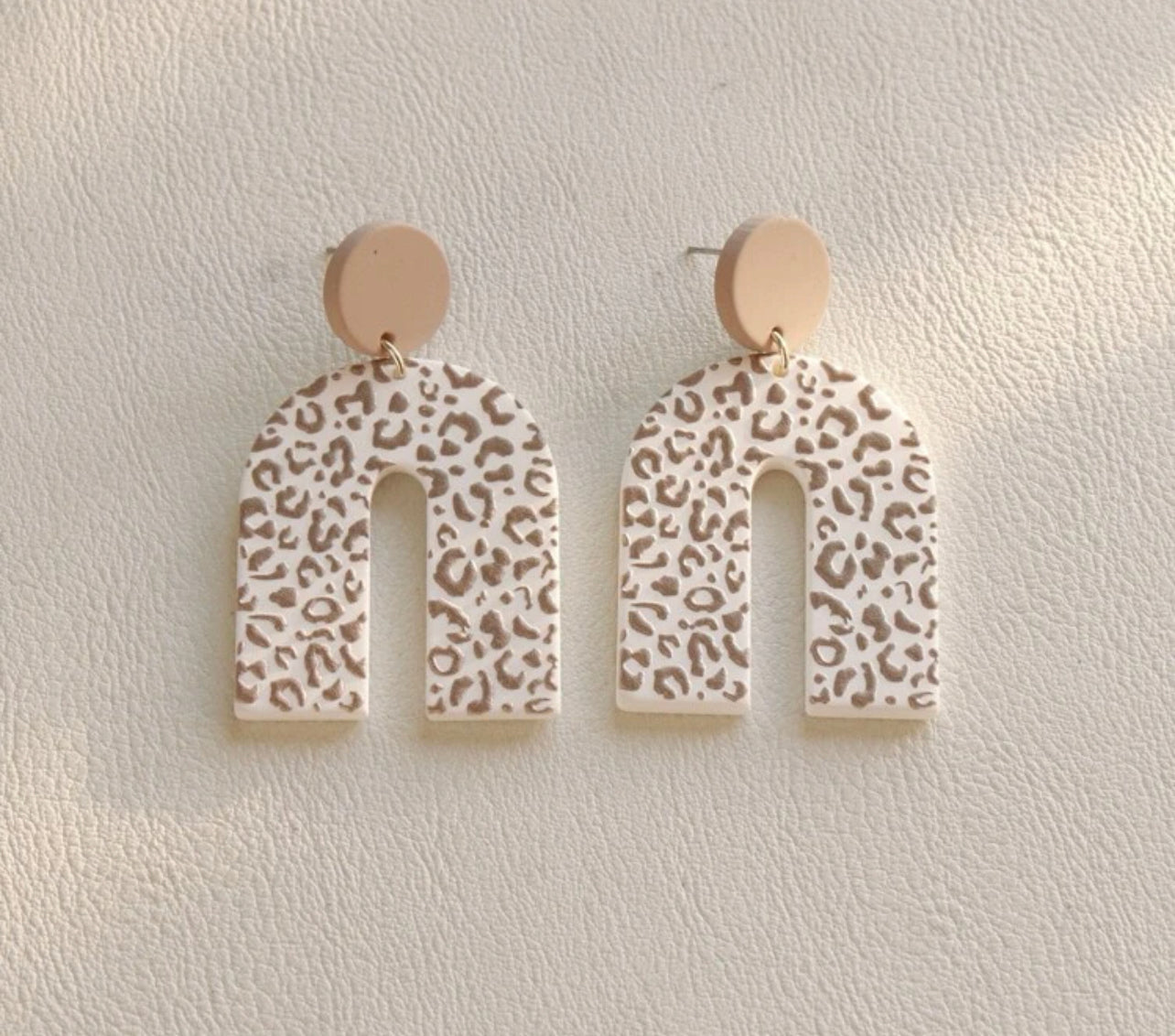 Leopard Pattern U shape drop earrings