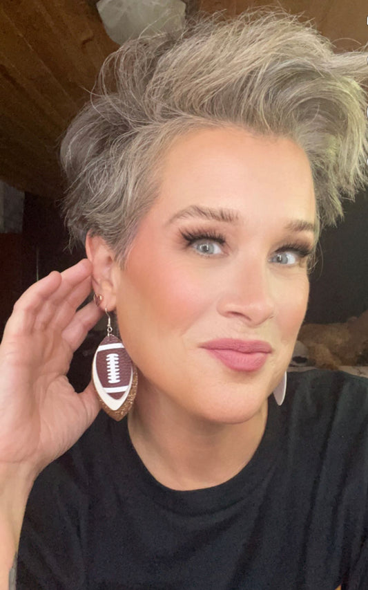 3 layer Football earrings