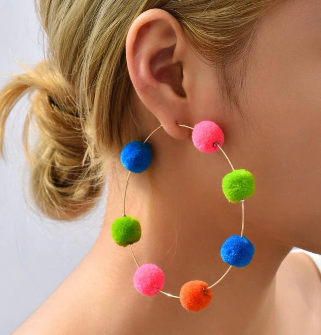 PomPom hoop earring