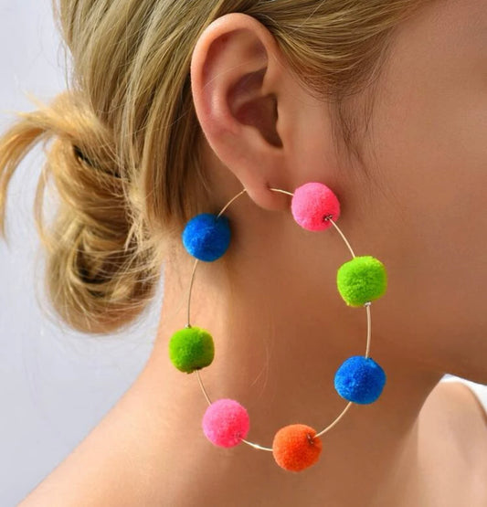 PomPom hoop earring