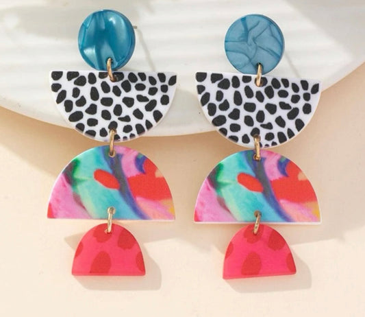 Graphic Semicircle Drop Earrings