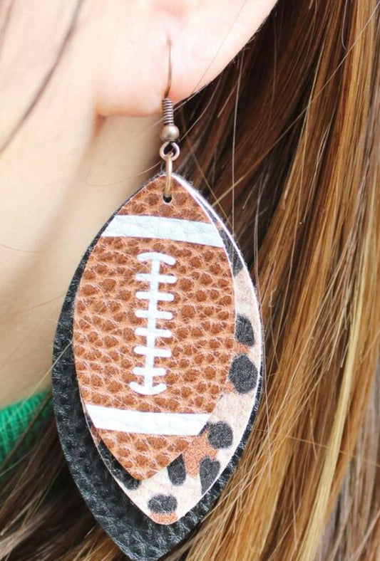 3 Layer Football earrings