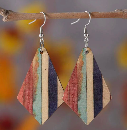 Color Block Geometric Drop Earrings