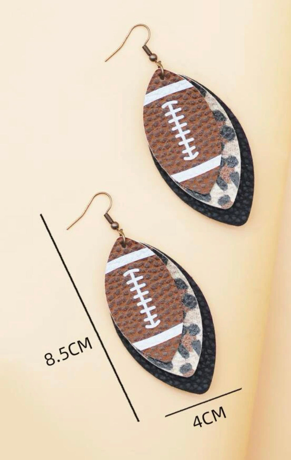 3 Layer Football earrings