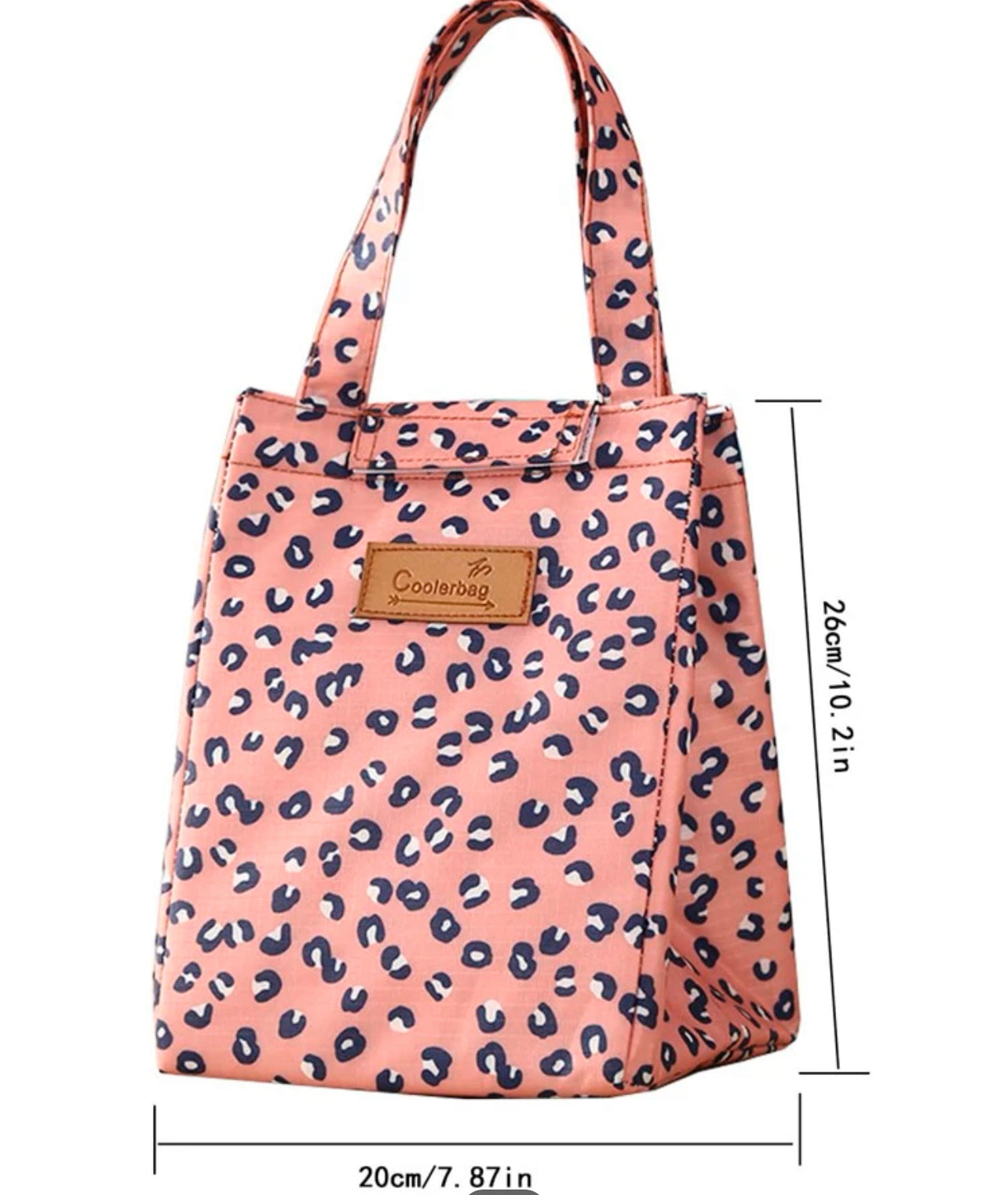 Coral Leopard Print lunch bag