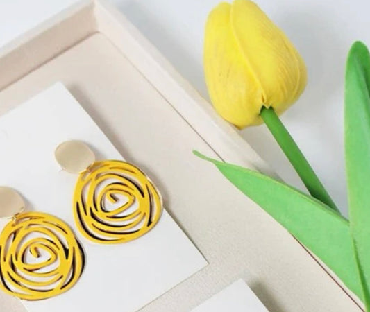 Swirl drop earrings/ Mustard
