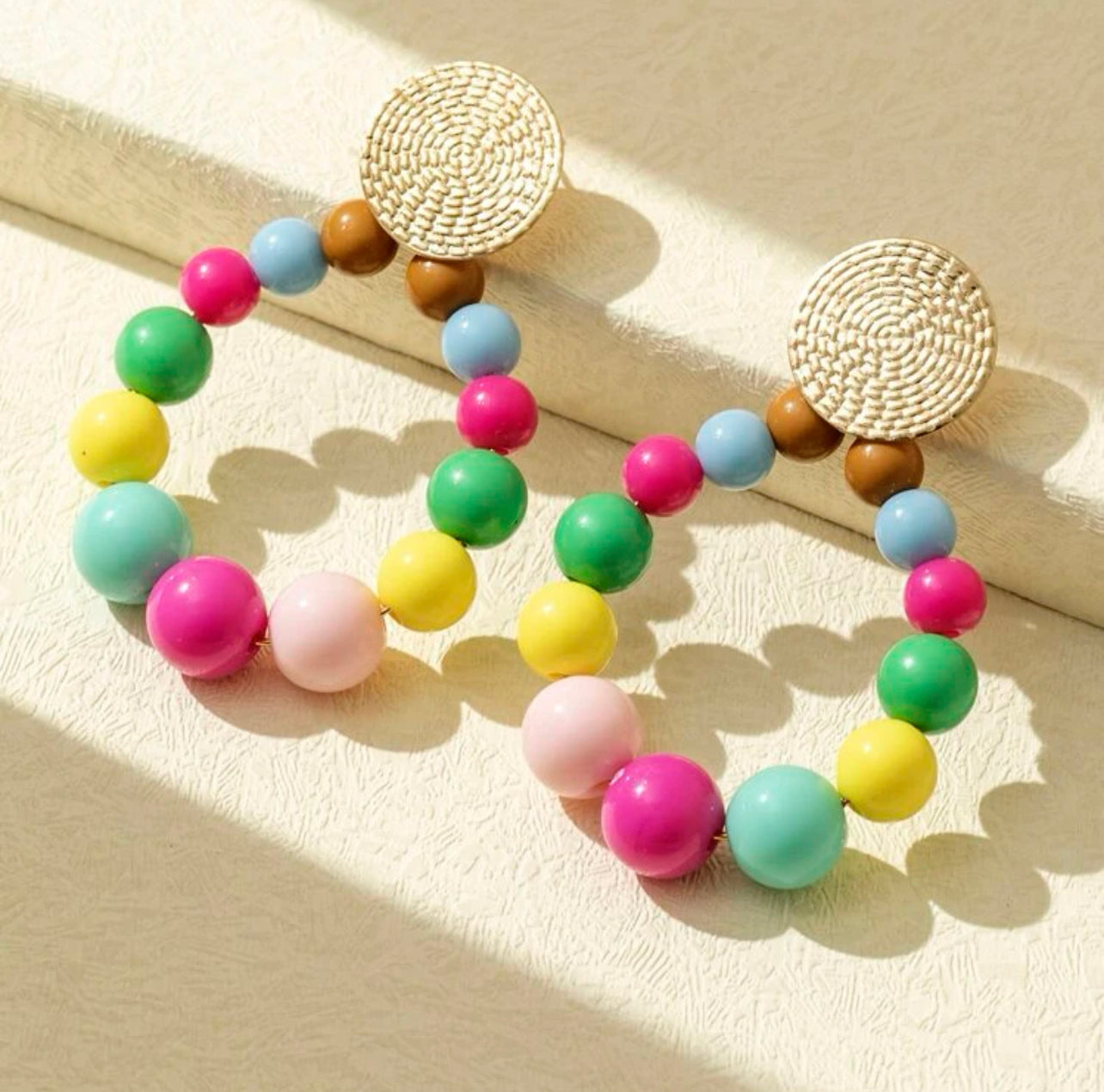 Beaded Circle Drop Earrings