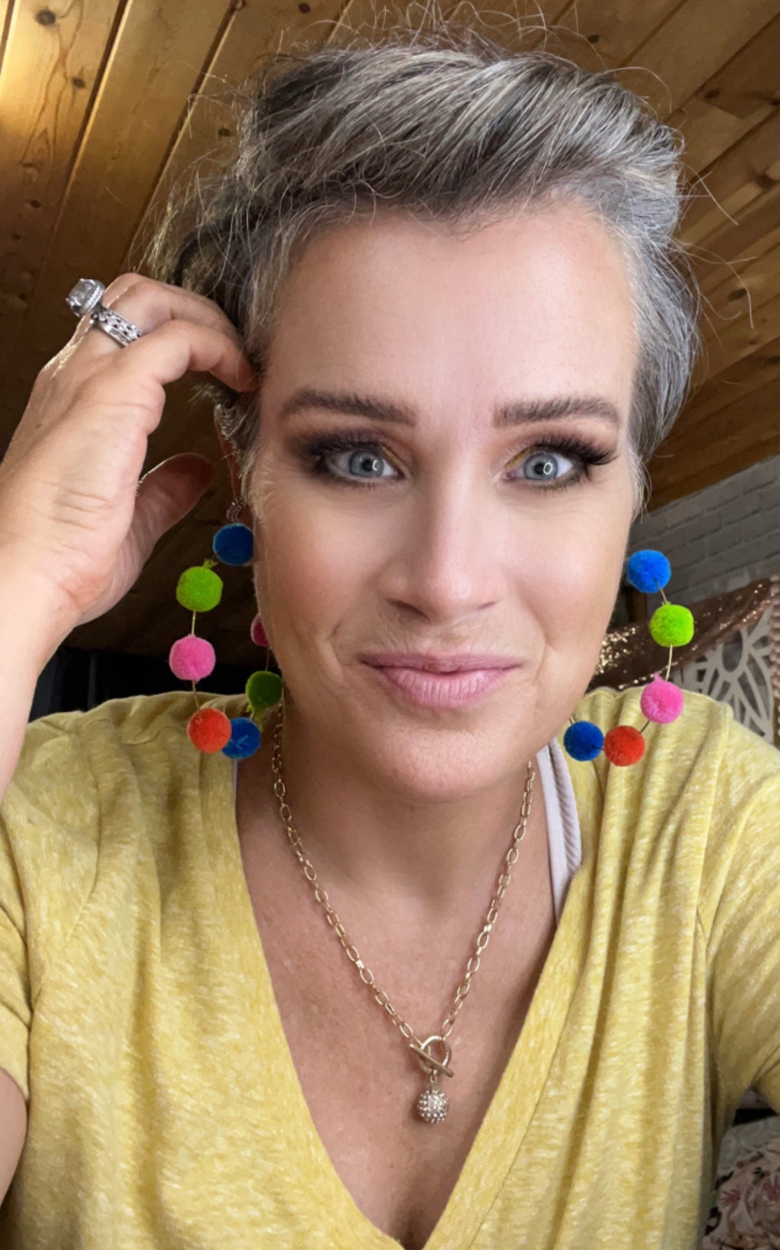 PomPom hoop earring