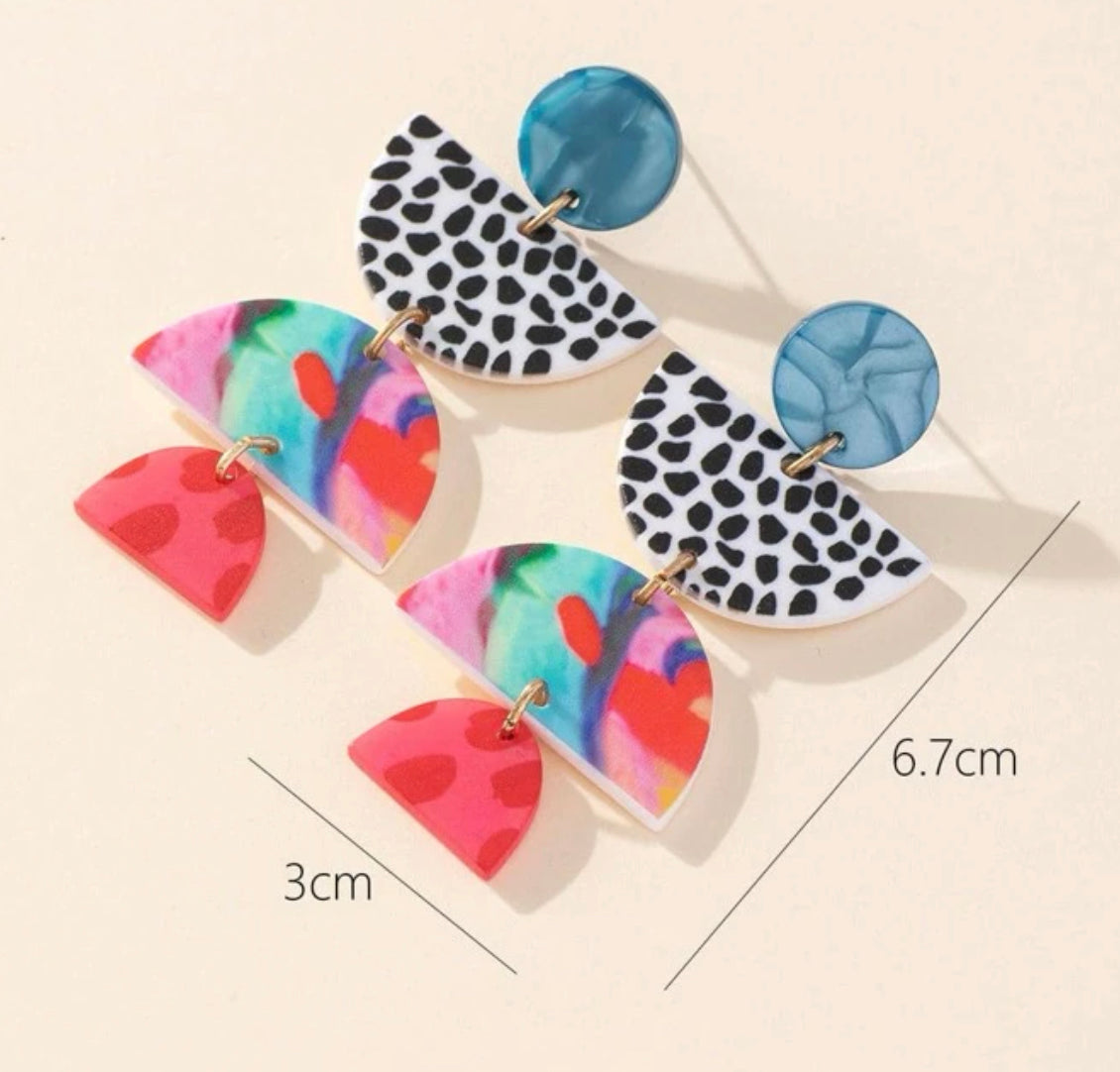 Graphic Semicircle Drop Earrings