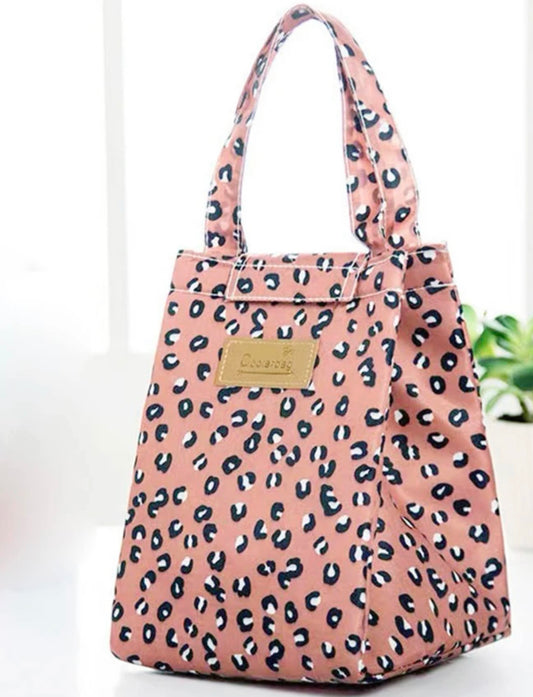 Coral Leopard Print lunch bag
