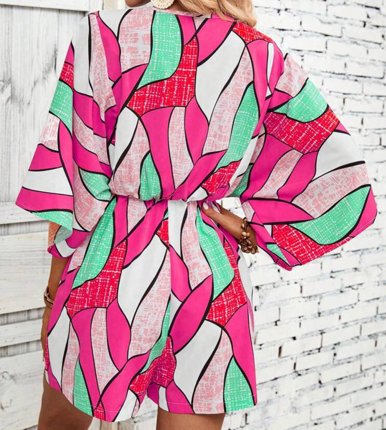 Batwing sleeve Romper/Pink