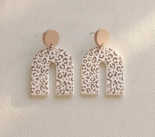 Leopard Pattern U shape drop earrings
