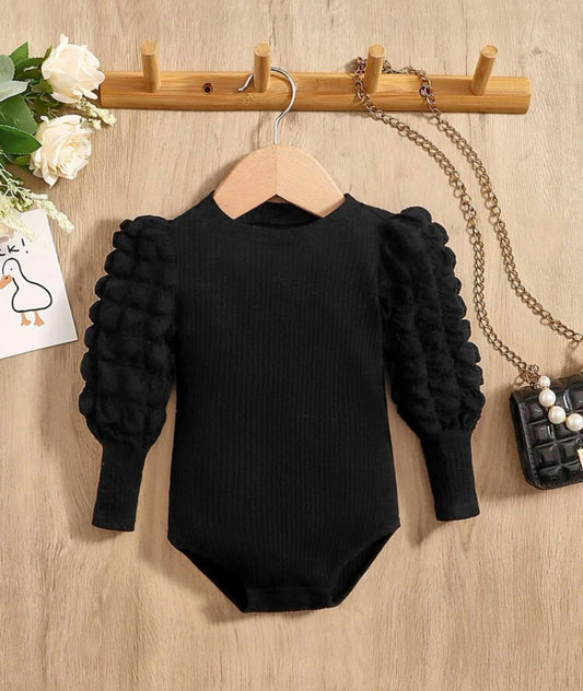 Textured Lantern Sleeve Bodysuit